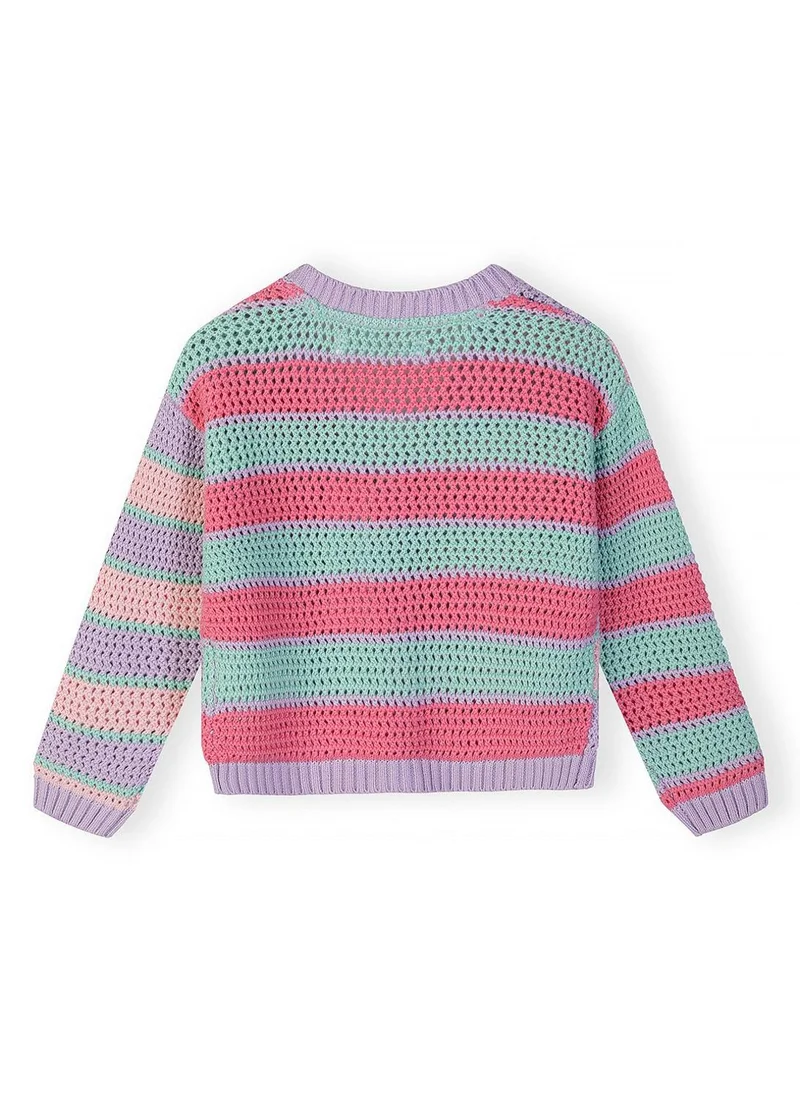 MINOTI Girls cotton knit cardigan lilac pastel stripe